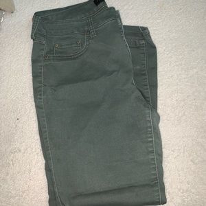 Army green skinny jeans sz 12